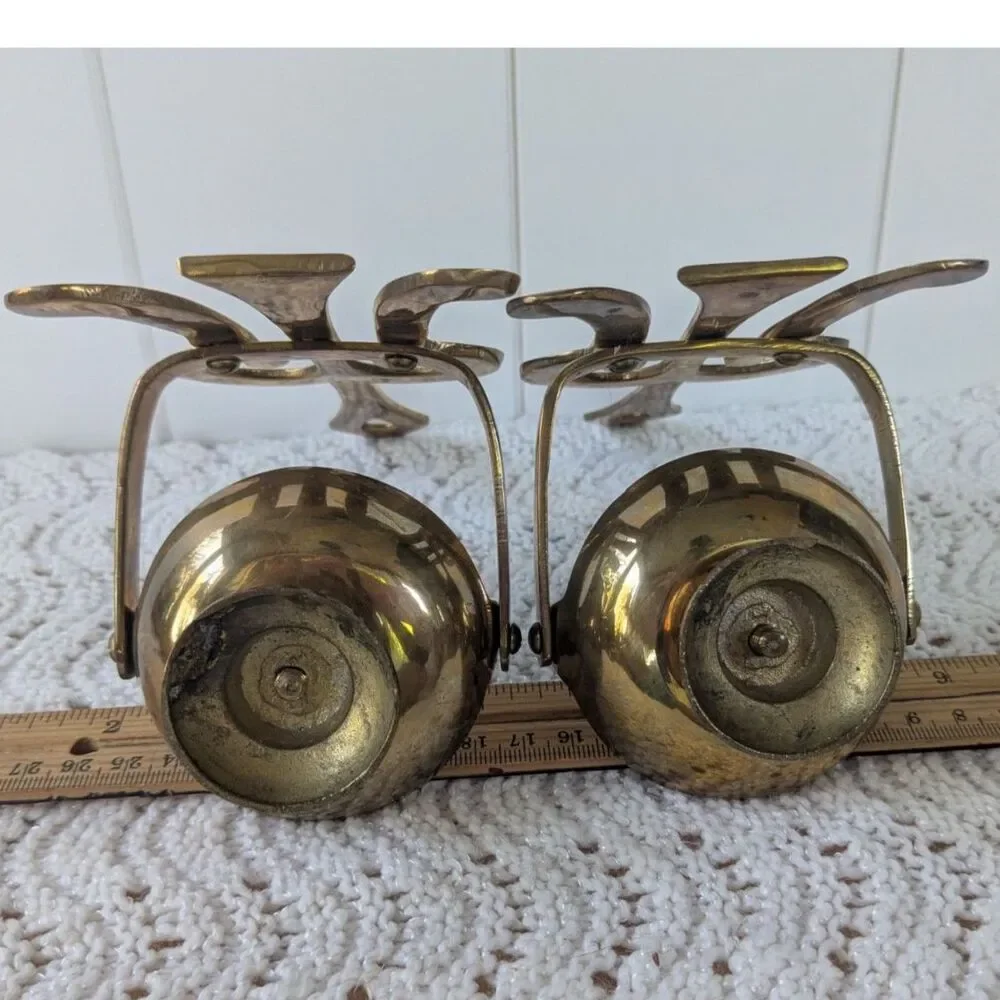 Pair of Vintage Solid Brass Swivel Wall Mount Candleholders - Gold
